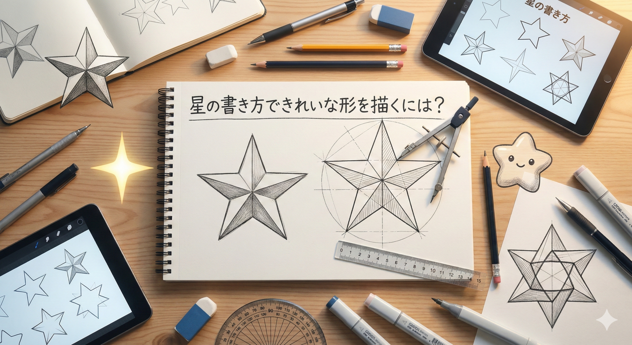 星の書き方できれいな形を描くには?基本の図形から応用デザインまで | そらとくも